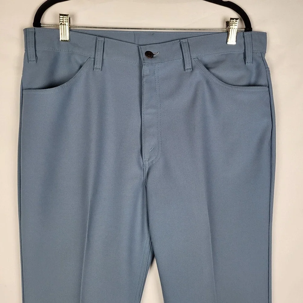 Vintage Levis Polyester Pants Mens 36x30 Blue 70s Western‎ Rockabilly Hippie